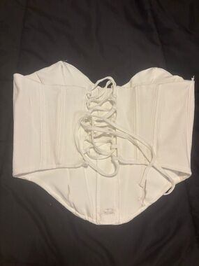 JLUXLABEL White Lace-Up Corset Top